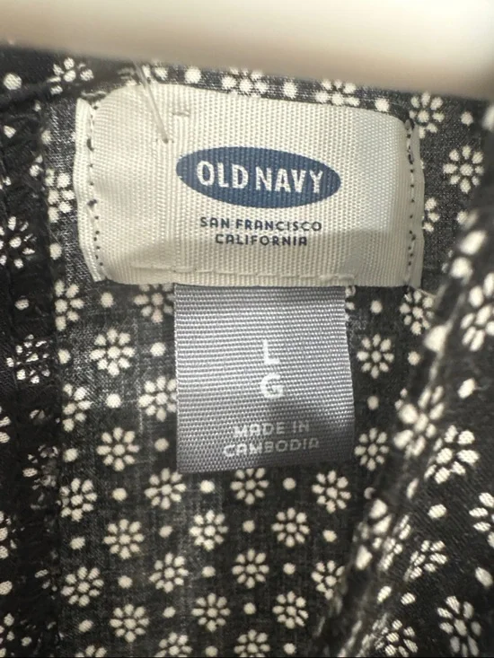Old Navy Black Dress with White Floral Dot Print - Picture 2 of 3